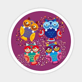 Bright colorful owls (2) Magnet